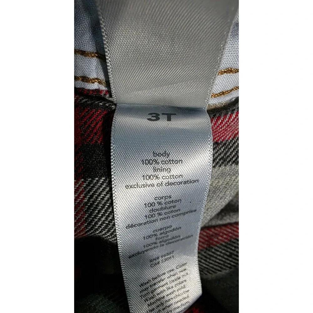 OshKosh Flannel Lined Denim Overalls Size 3T Plaid